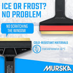 Ice Scraper Brass Blade 2 Pack Car Ice Scraper Long Handle 14,5 inch Ice Scraper for Car Snow Scraper Ice Scrapers for Car Windshield Original Murska Europe (2-Pack L&P A055 Black Red)