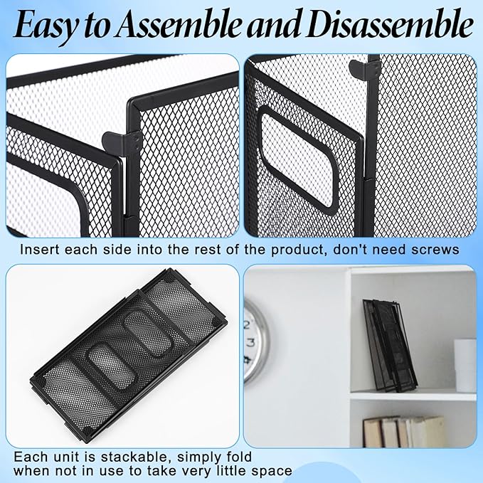 2 Pack Hanging File Holder, 10 Hanging Folders, Metal Mesh, Letter Size Folder Storage, Desktop Storage Cabinets, Office Scho