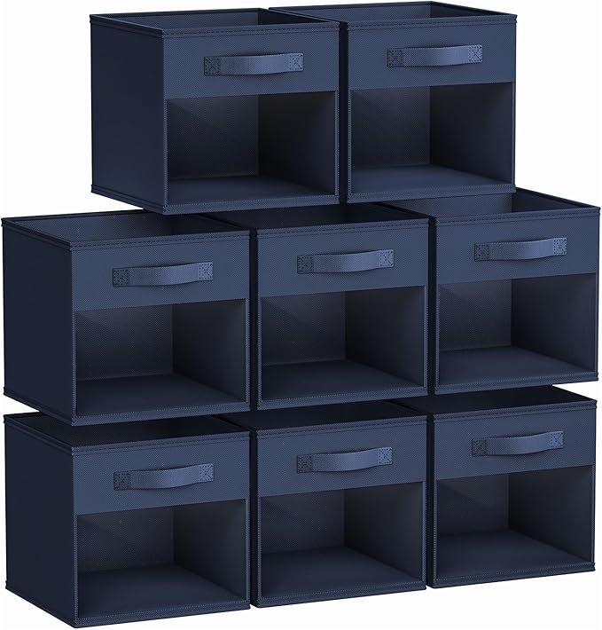 DIMJ Storage Cubes, Cube Storage Bin, 8 Pack Foldable Baskets with Window, Closet Storage Bins with Handle, 11x 11 inch Stora