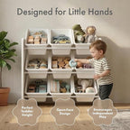Humble Crew 9-Bin Toy Organizer – Cambridge White Plastic Bins, 3-Tier Storage Solution for Kids' Playrooms and Nurseries