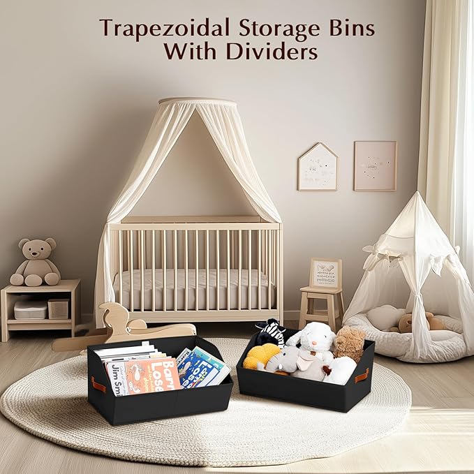 Homsorout Closet Organizers and Storage Bins - 6 Pack Collapsible Divided Trapezoidal Cube Storage Bins Baskets with Orange H