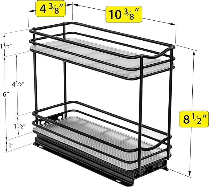 LYNK PROFESSIONAL® Pull Out Spice Organization for Cabinets - 4-3/8 inch Wide – Spice Rack for Inside Cabinets, Slide Out Spi