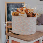OrganiHaus Large Woven Storage Basket for Blankets and Toys 20" x 13" Inch, Rope Laundry Basket with Handles, Cushions & Pill