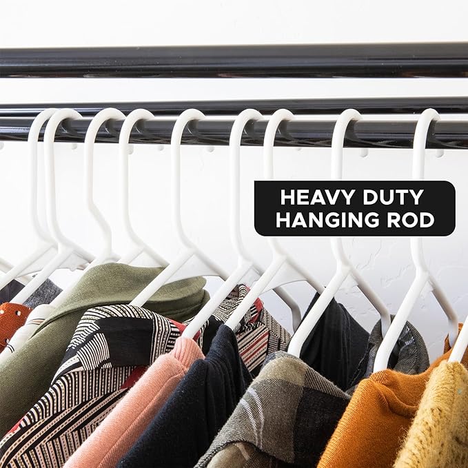 HOLDN’ STORAGE Portable Wardrobe Closet - 65 lb Large Capacity, Internal Heavy Duty Metal Rod, Zipper & Clear Window, Durable