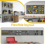 Peg Board for Tools, 6 Pack Metal Pegboard Wall Organizer with Hooks,16"×12" Gray Pegboard Panels for Walls Home, Garage Tool