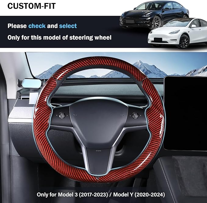 Steering Wheel Cover for Tesla Model 3 (2017-2023) / Model Y (2020-2024),Anti-Slip,Comfortable Grip, Breathable,Customized for Tesla Model 3/Y Accessories,Bright Red