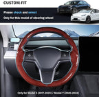 Steering Wheel Cover for Tesla Model 3 (2017-2023) / Model Y (2020-2024),Anti-Slip,Comfortable Grip, Breathable,Customized for Tesla Model 3/Y Accessories,Bright Red