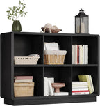 ChooChoo 6 Cube Storage Organizer, Wooden Bookcase with Storage, Cube Storage Bookshelf for Bedroom and Home Office, Black