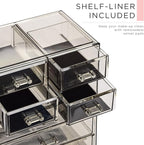 Sorbus Acrylic Makeup Organizer Set, 7-Drawer Vanity & Countertop Cosmetic Storage with Small & Wide Compartments, Black-Tint