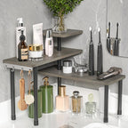 ZHWS Kitchen Countertop Organizer, Bathroom Counter Organizer, Adjustable 3 Tier Corner Shelf with 4 Metal Hooks for Counter 