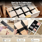 Drawer Divider Adjustable Diy Storage Organizer Separator for Tidying Clutter Cutlery Makeup Clothes of Dresses, Desk & Box i