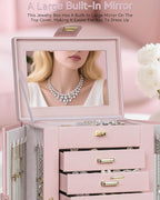 AKOZLIN 360° Rotating Jewelry Box 6-Tier Organizer Functional Jewelry Storage Case for Women Girls Ring Necklace Earring Brac