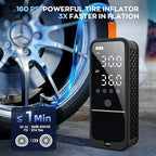 Tire Inflator Portable Air Compressor, 6000mAh Air Pump for Car Tires 160 PSI Portable Air Pump with Tire Gauge Pressure & LED Light & Auto Shut-Off Cordless Bike Pump for Car, Motor, Bike, Ball