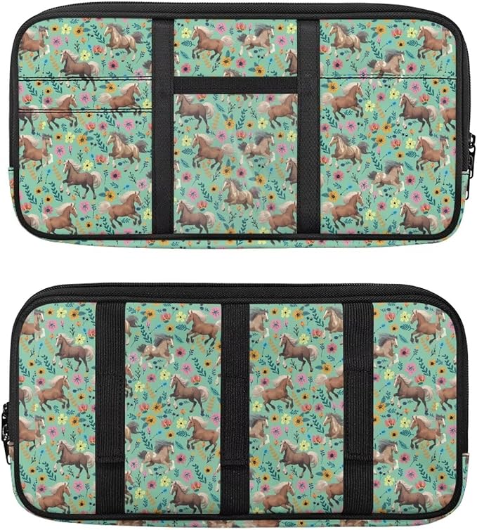 Horse Car Sun Visor Organizer with Velcro Straps Scratch-Resistant Sun Visor Storage Pouch with Zipper, Auto Interior Accessories for Car, SUV, Truck – Keep Your Vehicle Tidy