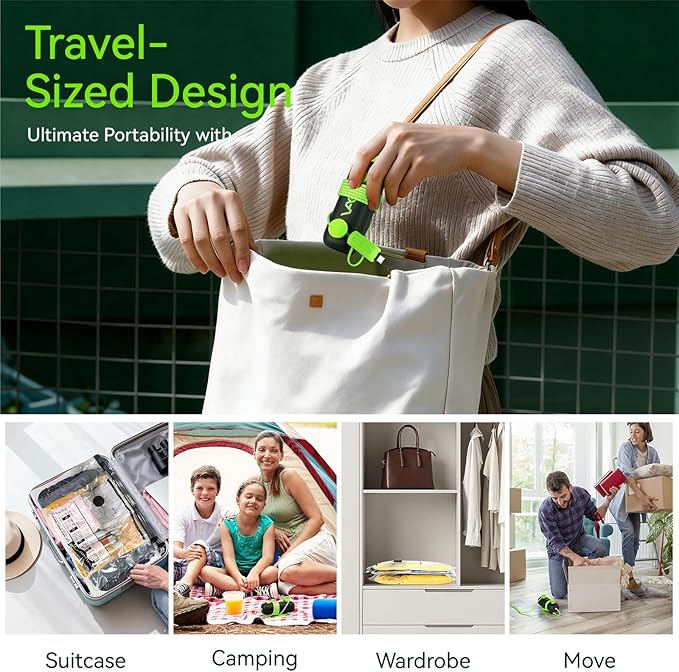 Vacuum Bags for Travel - USB Electric Pump, 15 Pack Carry-on Size Vacuum Seal Bags for Clothing - Space Saver Vacuum Storage 