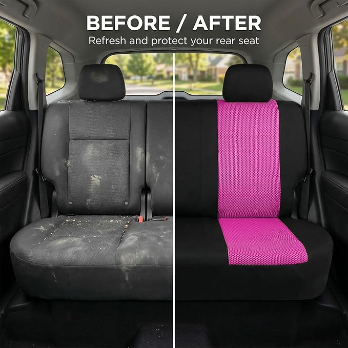 FH Group Automotive Rear Car Seat Covers for SUV, Trucks, Sedan and More - Universal Fit Rear Solid Bench Design Interior Acc