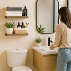 BGMG Wood Floating Shelves for Wall 18 inch Set of 2, Rustic Wooden Wall Mount Shelves for Bathroom Living Room Bedroom Kitch