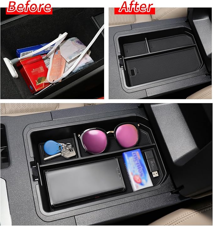 SMABEE Center Console Organizer Compatible with Toyota Land Cruiser 250 Prado J250 LC250 2024 2025 2026 Accessories Interior ABS Armrest Storage Box Tray Organizer Insert (Not Fit Cool Box)