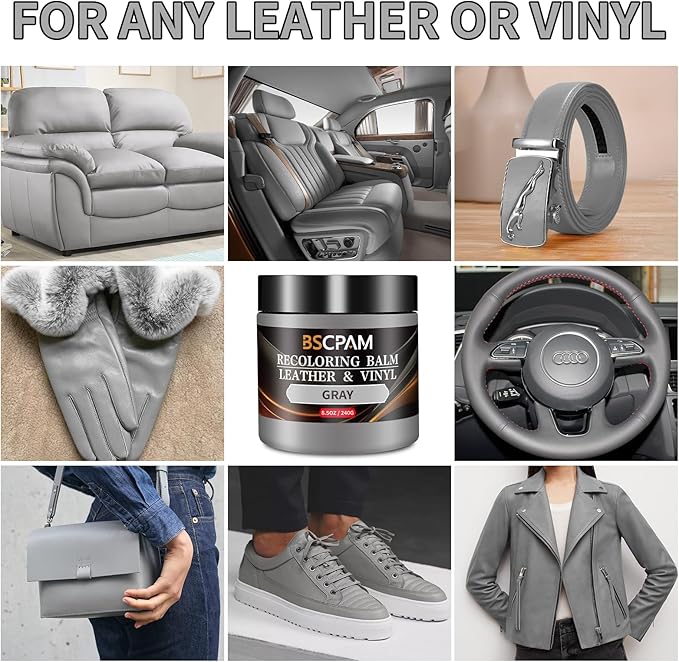 Gray Leather Recoloring Balm,Leather Couch Scratch/Stain Remover,Leather Repair kit for Vinyl Furniture and Car Interior,Leat