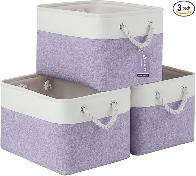 Large Storage Baskets- 15x11x10 inch Storage Bins for Shelves and Closet Organizing, Foldable Fabric Bin for Home Organizatio