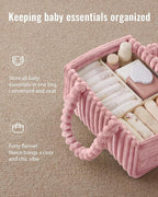 Blissful Diary Flannel Diaper Caddy Organizer, included Gift Packaging, Cozy Nursery Storage Basket, Gift for Baby Shower, Ne