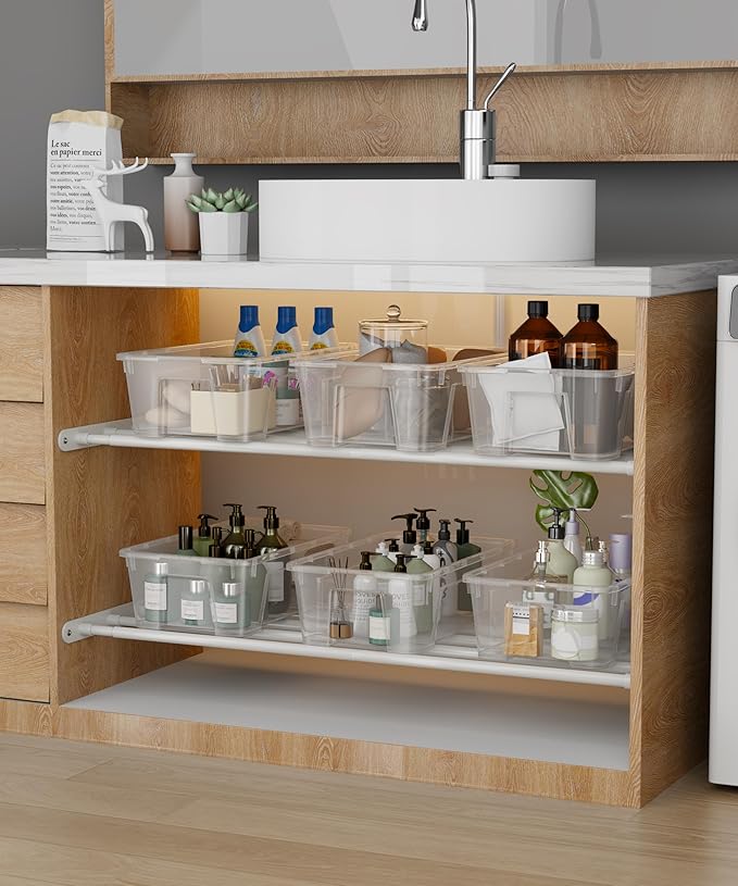 FIRJOY Expandable Wall-Mounted Closet Shelf Organizer, Adjustable Storage Rack, Heavy Duty (White, 46" - 56.5")
