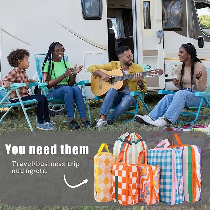 8 Pcs Compression Packing Cubes for Travel, Lightweight Waterproof Luggage Organizer Bags Set, Washable Packaging Cubes for W