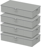 Under Bed Storage Bins, Closet Containers Organizers, Foldable Basket with Zippered, for Blankets, Clothes, Comforters, 4 Pac