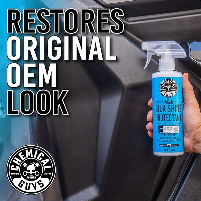 Chemical Guys Silk Shine Tire and Trim Dressing and Protectant – Non-Greasy Vinyl, Plastic & Rubber Spray, Plastic Restorer f