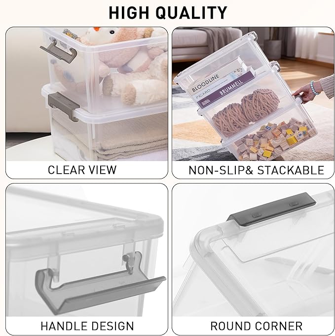 Citylife 17 QT Plastic Storage Bins with Lids Latching Stackable Storage Containers for Organizing Large Clear Storage Box fo