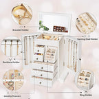 Jewelry Box for Women, Rustic Wooden Jewelry Boxes & Organizers with Mirror & Drawers,6 Layer Jewelry Organizer Box for Rings