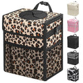 Capolo Car Trash Can with Lid, Leakproof Car Trash Bag Hanging Waterproof Automotive Garbage Can with Storage Pockets Mini Vehicle Trash Bin for Back/Front Seat(Leopard,3 Gallon)