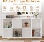 IROCNK Bookshelf, 8-Cube Storage Cube Shelf Organizer, Extra Thick Frame Horizontally & Vertically Reversible Bookcase with O