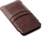 Dockem Provincial Wallet Sleeve for iPhone 17-11, 17-12 Pro, 17e, 16e, XR (6.1/6.3 inch) – Vintage Vegan Leather Pouch Cover with 2 Card Holder Slots [Brown]
