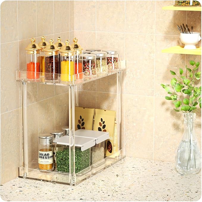 NPPLUS Acrylic Bathroom Counter Organizer, 2-Tier Tray Vanity Counter Organizer, Home Storage Holder for Makeup, Cosmetics & 