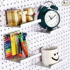Beeveer 4 Pcs Pegboard Shelves Wall Organizer Brackets Pegboard Steel Tray Accessories Organizing Tools for Craft Garage Nurs