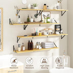 8" Deep Floating Shelves for Wall,16 inch Wood Wall Shelves Set of 2,Wide Floating Bookshelf with Sturdy Metal Brackets,Hangi