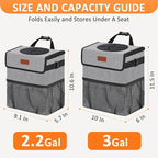 Car Trash Can Trash Bag Bin Hanging Waterproof Automotive Car Garbage Cans Leak Proof Vehicle Trash Can Grey