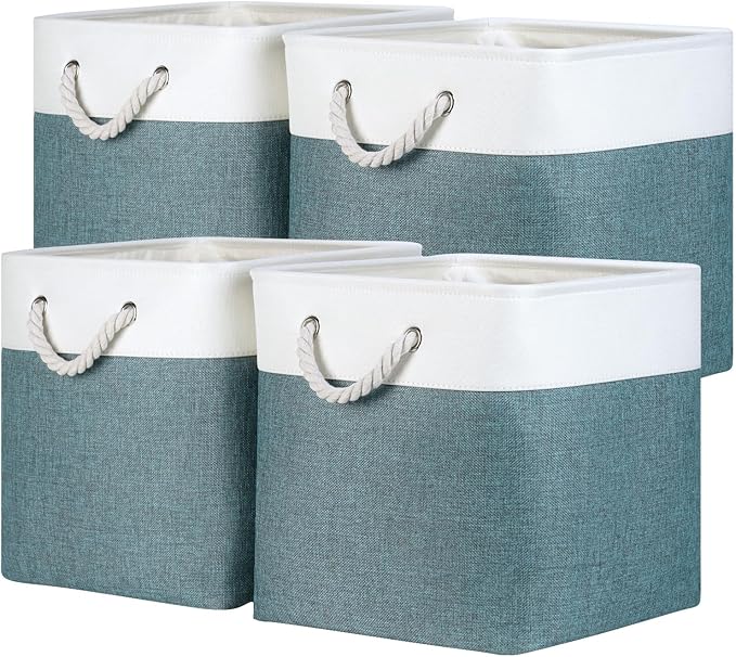 Temary Cube Bins 4 Pack Large Storage Cube Storage Baskets 13x13x13 Storage Cube Bins for Shelves with Handles, Fabric Storag