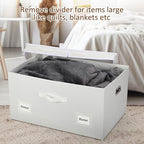 Graciadeco 75 Quarts Extra Large Decorative Storage Bins with Lids, 1 Pack White Collapsible Storage Bins with Lids, Stackabl