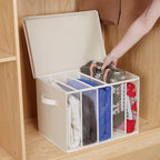 Zilink Upgraded Clothes Organizers with Lids and Support Boards Large Sweater Organizer for Closet Shelf with 5 Grids Divider