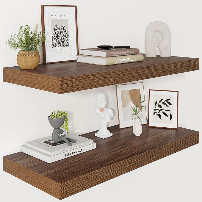 Vivelove Wide Floating Shelves for Wall 12 Inch Deep, 30" X 12" X 2" Floating Shelf, 2 Inch Thick Shelf for Living Room Bathr