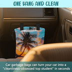 Car Garbage Bag Palm Tree Sunset at a Beach Hanging Canvas Car Trash Bag Drawstring Car Back Seat Organizer for Car Back Front Seat Console with Adjustable Buckle