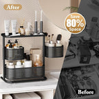 3 Tier Bathroom Counter Organizer, Rotating Countertop Vanity Storage Cabinet with Standing Shelf, Cosmetic Holder for Skinca