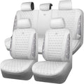CAR PASS All White Bling Diamond Leather Car Seat Covers Full Sets,Waterproof Shining Glitter Sparkly Crystal Universal Fit f