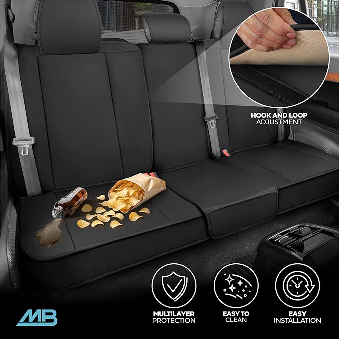 Cat® Edge Deluxe Faux Leather Car Seat Covers – Full Set (2 Front + 1 Rear Bench) – Semi-Custom Universal Fit, Two-Tone Black