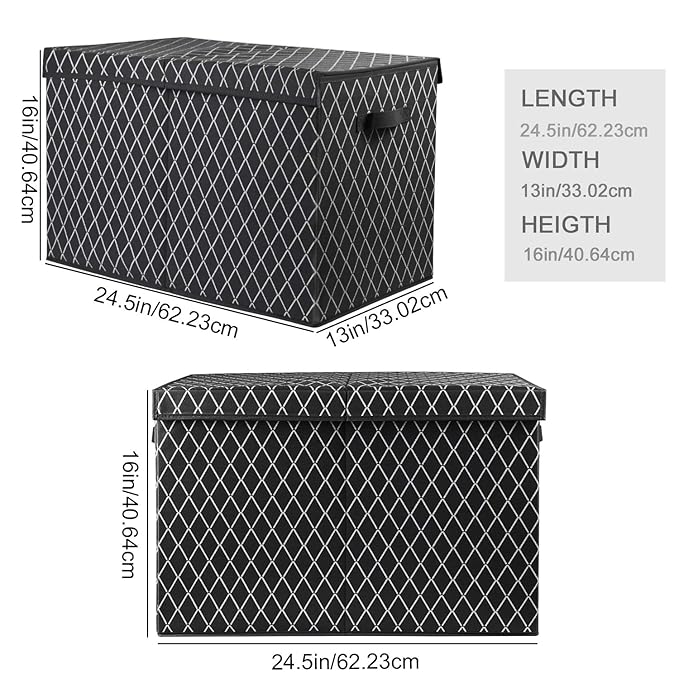 Toy Chest Box Storage Bins for Boys Girls, Kids Large Collapsible Sturdy Container Organizer with Fabric Flip-Top Lid & Handl