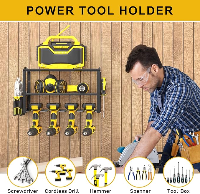 Spacecare Power Tool Organizer- Power Drill Tool Holder- Heavy Duty Tool Shelf & 1 Pack 3 Layers Tool Rack Cordless Drill Hol