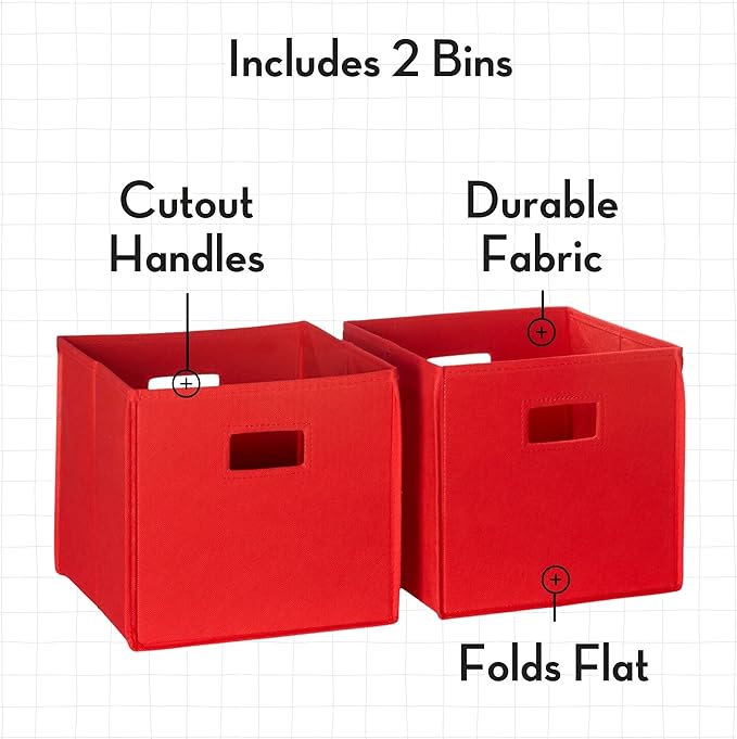 RiverRidge Folding Storage Bins with Handles Red Cube Storage Organizer for Closet, Bedroom & Playroom - Closet Organizers an