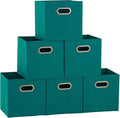 Household Essentials Fabric Storage Cubes 6 Pack – 11x11x11 Foldable Non-Woven Bins with Chipboard Sides & Grommet Handles – 
